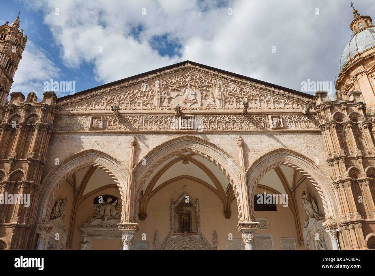 South portico of cathedral of Palermo. Palermo, Sicily, Italy. Stock Photo