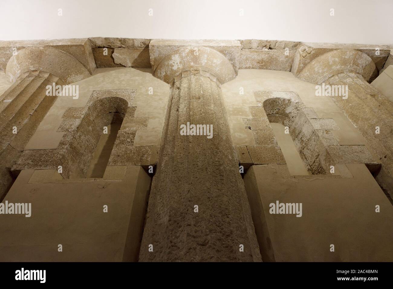 Ancient doric columns of cathedral of Syracuse (Duomo di Siracusa). Syracuse, Sicily, Italy. Stock Photo