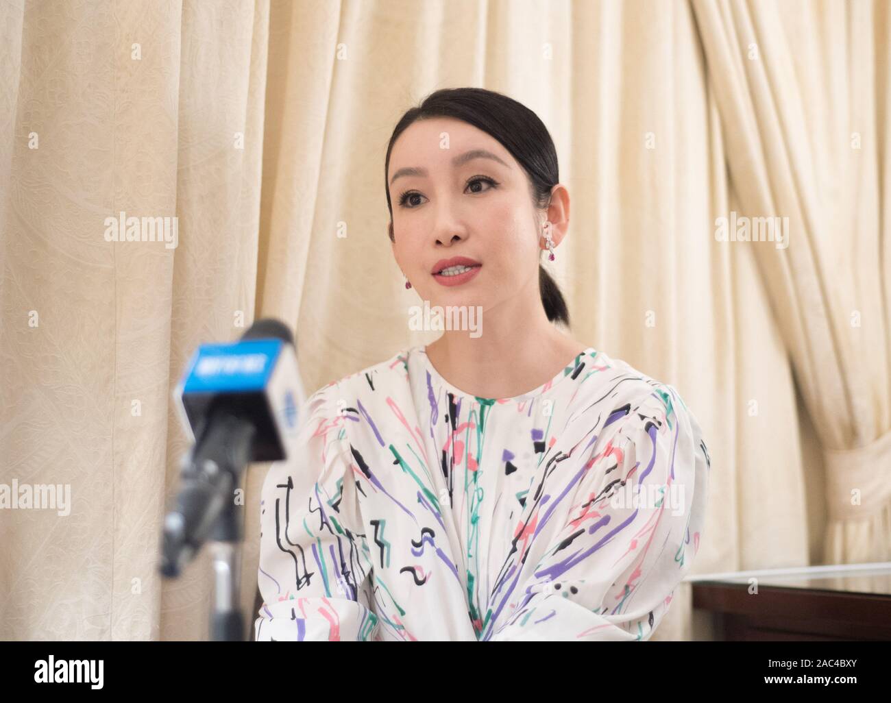 Cairo, Egypt. 29th Nov, 2019. Chinese actress Qin Hailu speaks during an interview in Cairo, Egypt, on Nov. 29, 2019. At the just-concluded Cairo International Film Festival (CIFF), Chinese films have won love and praise from the jury and audiences, said Chinese actress Qin Hailu, a member of the international jury. Credit: Wu Huiwo/Xinhua/Alamy Live News Stock Photo