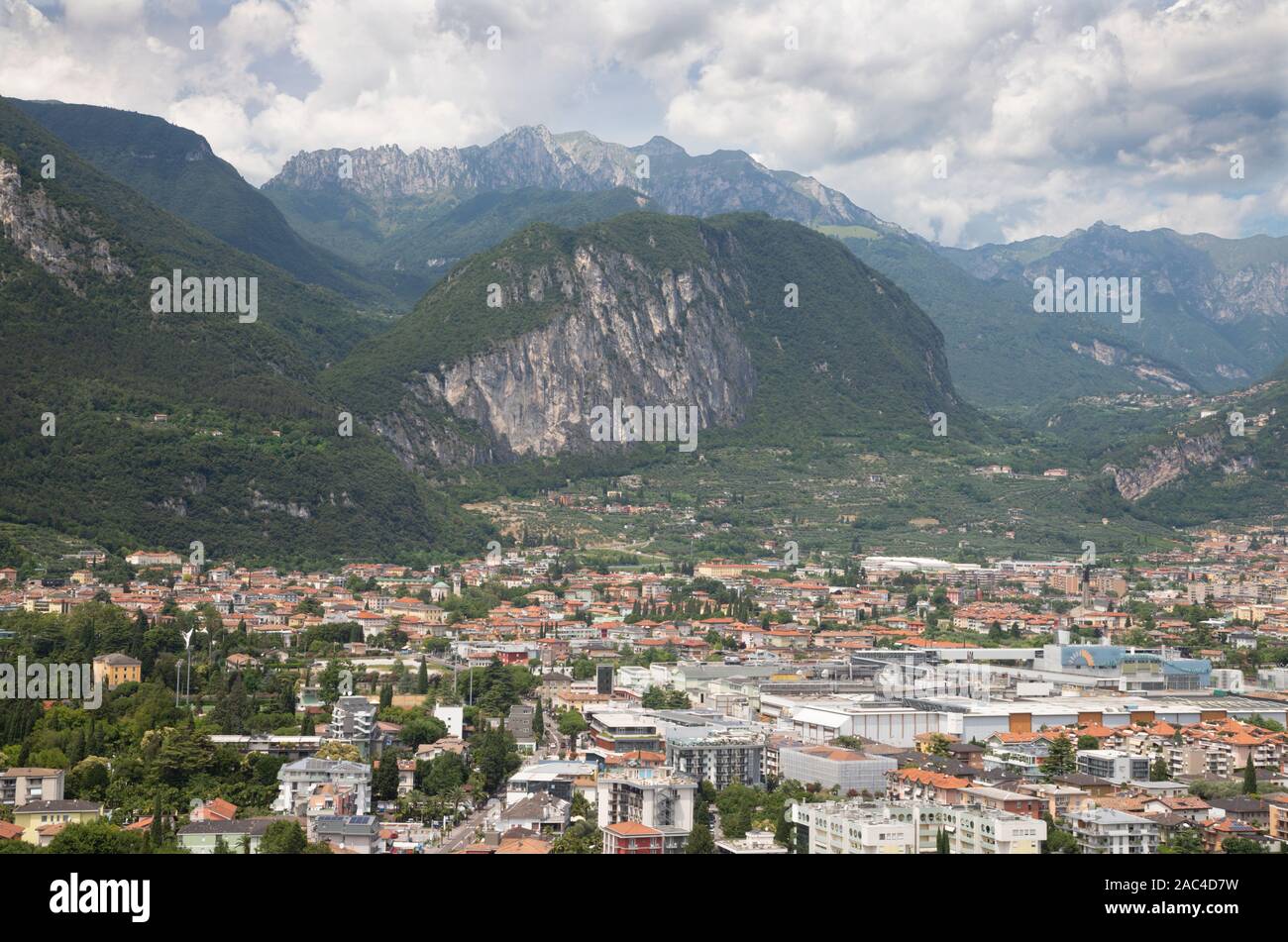 The Riva del Garda and Lago di Garda lake. Stock Photo