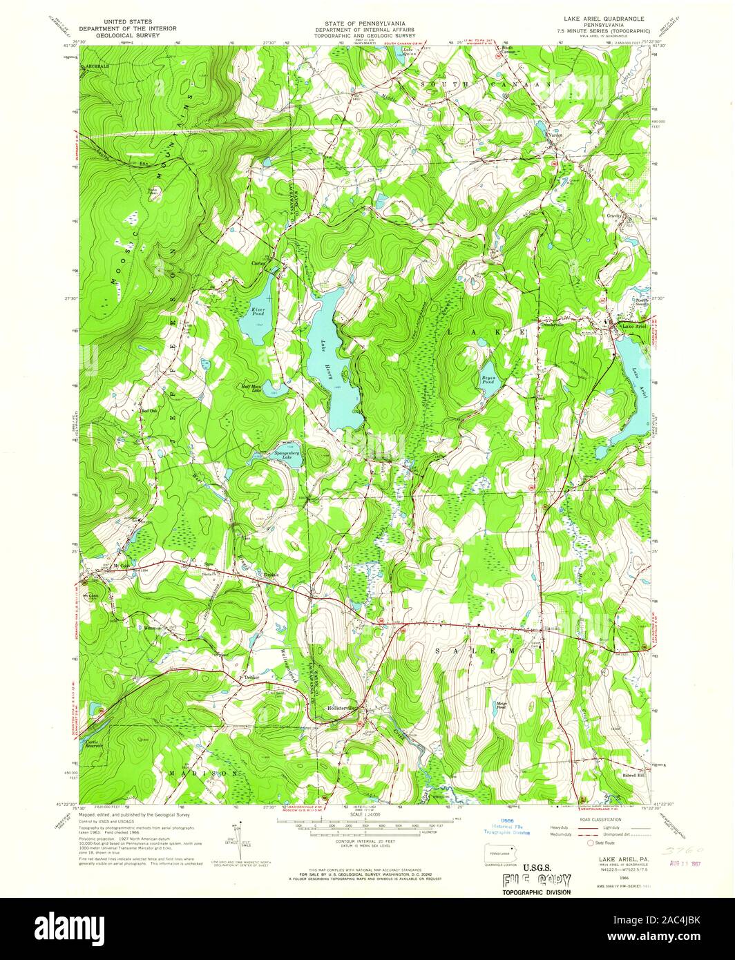 Lake Ariel Pa Map Lake Ariel, Pennsylvania, Map 1966, 1:24000, United States Of America By  Timeless Maps, Data U.s. Geological Survey Stock Photo - Alamy