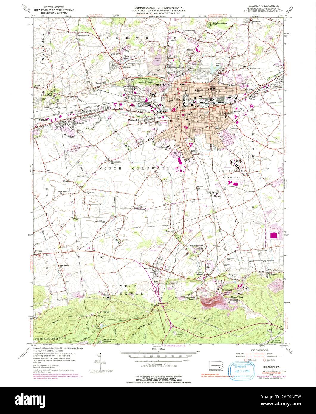 Map of lebanon pennsylvania hi-res stock photography and images - Alamy