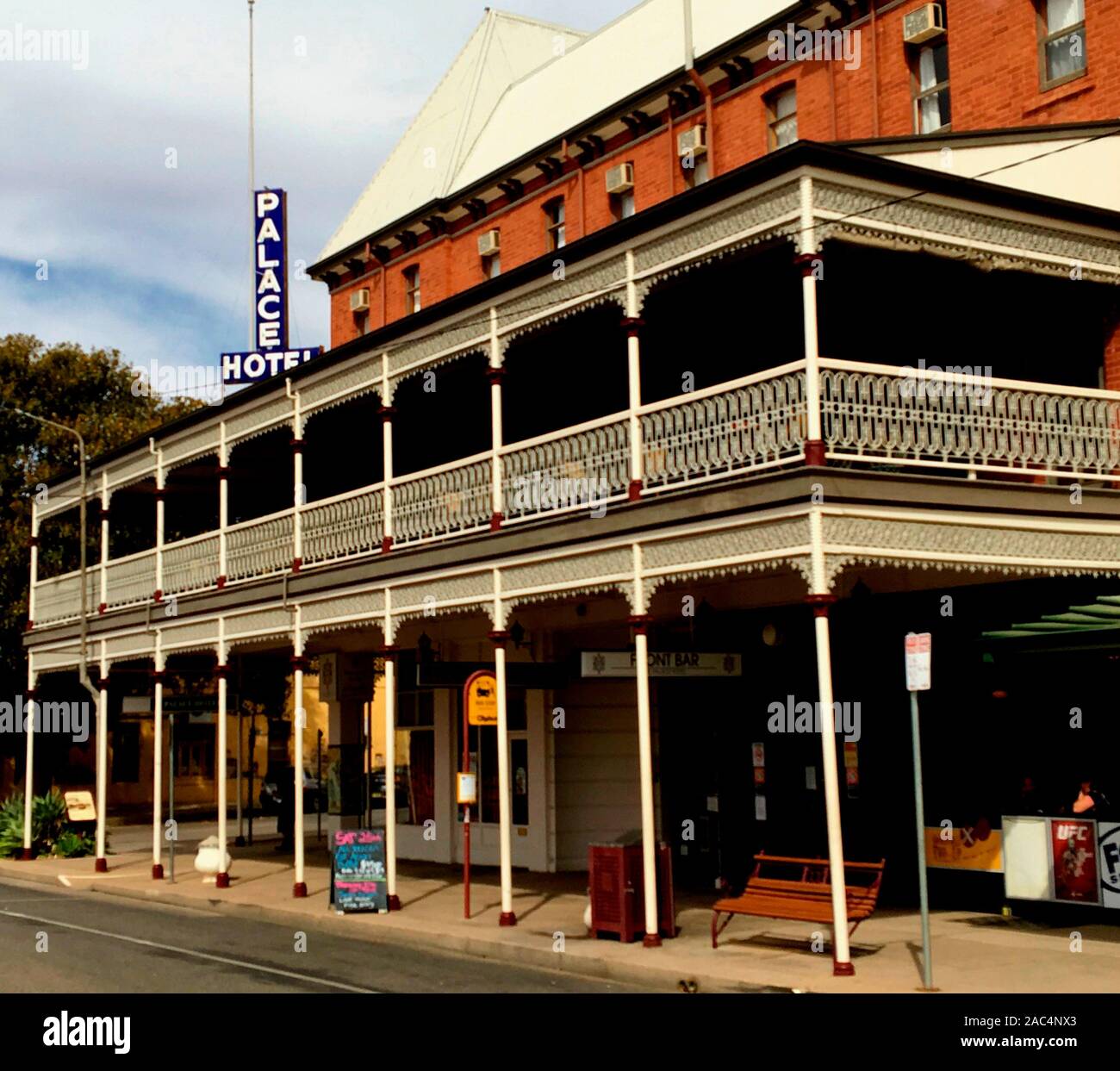 Palace Hotel in Broken Hill, NSW, setting for films such as Priscilla Queen of the Desert. Location of an annual Drag Queen Festival. Stock Photo