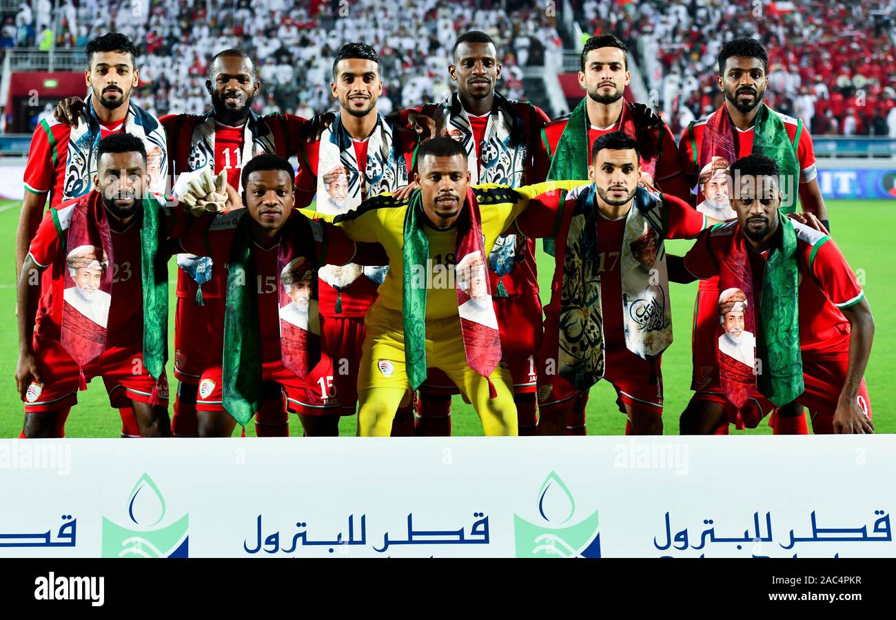 Doha Qatar 30th Nov 2019 Omani National Soccer Players Pose For A Team Photo Prior To The