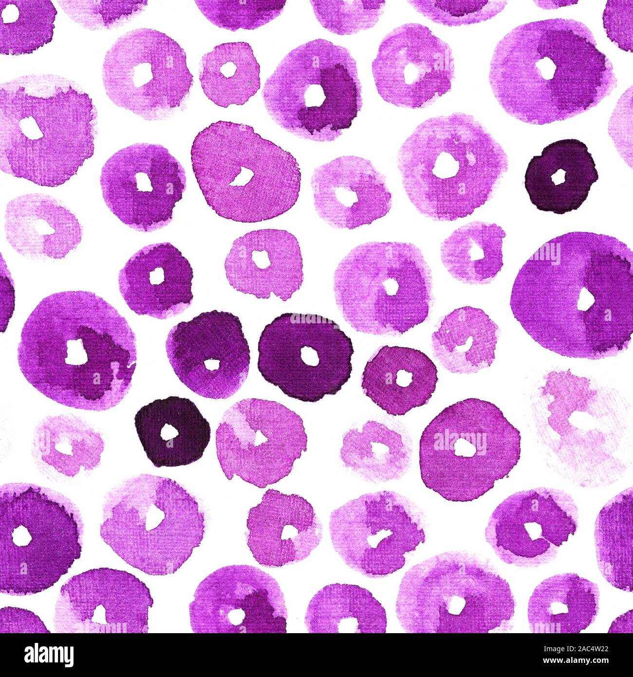 Hand Drawn Pink Watercolor Circles Seamless Pattern. good for textiles, wrapping paper, wallpaper, stationary. Stock Photo