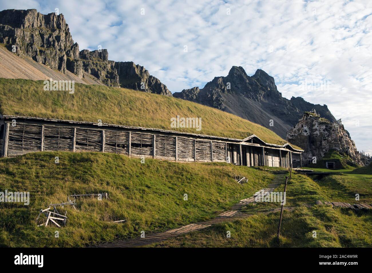 Stokesnes Viking Village Movie Set, Stokesnes Peninsula, Iceland Stock Photo - Alamy