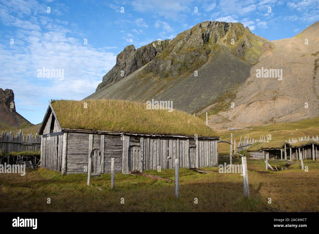 Stokesnes Viking Village Movie Set, Stokesnes Peninsula, Iceland Stock Photo - Alamy