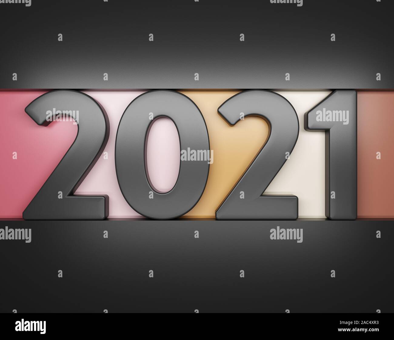 New Year 2021 Creative Design Concept - 3D Rendered Image Stock Photo