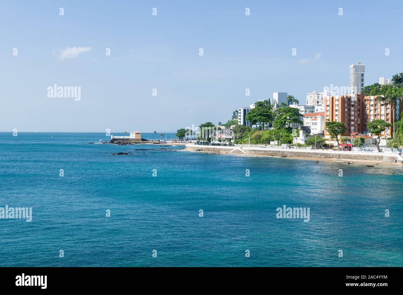 Beautiful view of the Santa Maria Fort of Salvador Bahia Stock Photo