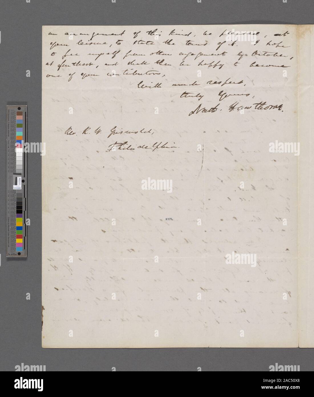 Griswold Rufus W Als To Jul 2 1843 Citation Reference Centenary Edition Xv The Letters 1813 1843 P 693 270griswold Rufus W Als To Jul 2 1843 Stock Photo Alamy