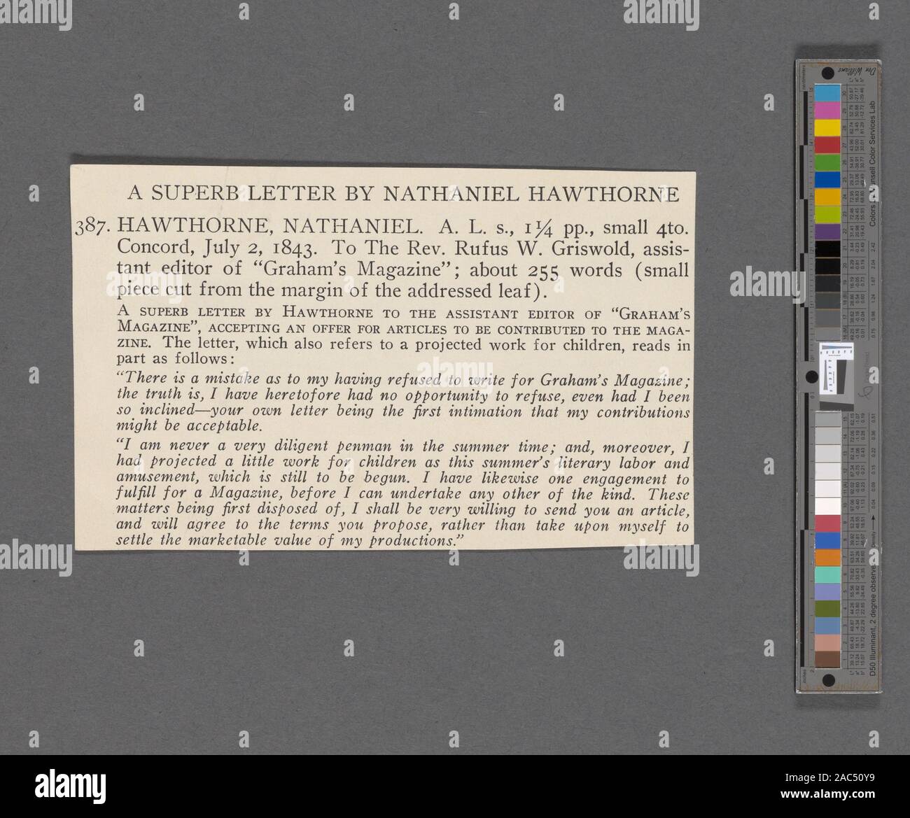 Griswold Rufus W Als To Jul 2 1843 Citation Reference Centenary Edition Xv The Letters 1813 1843 P 693 270griswold Rufus W Als To Jul 2 1843 Stock Photo Alamy