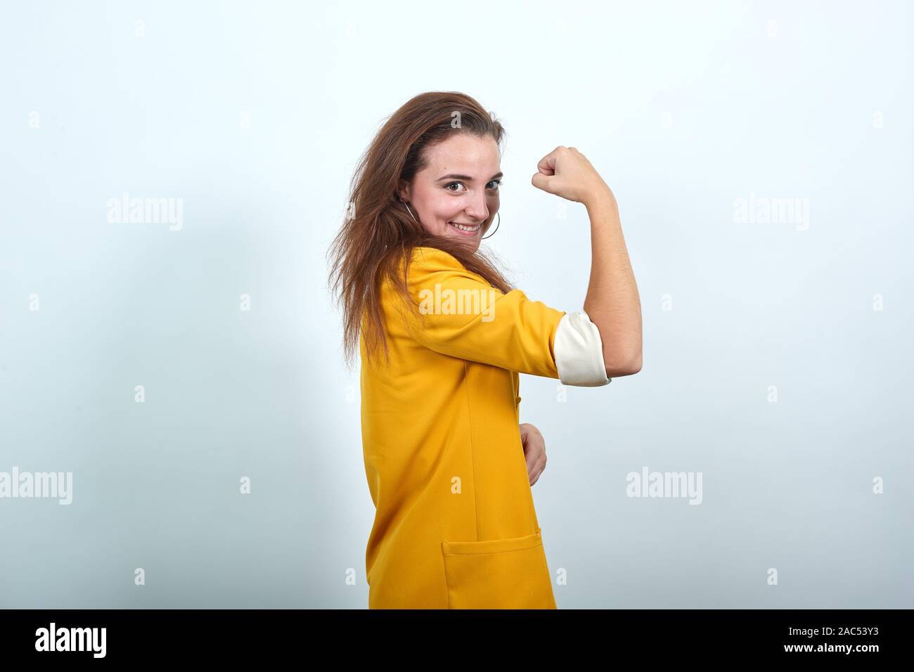 lady in yellow jacket