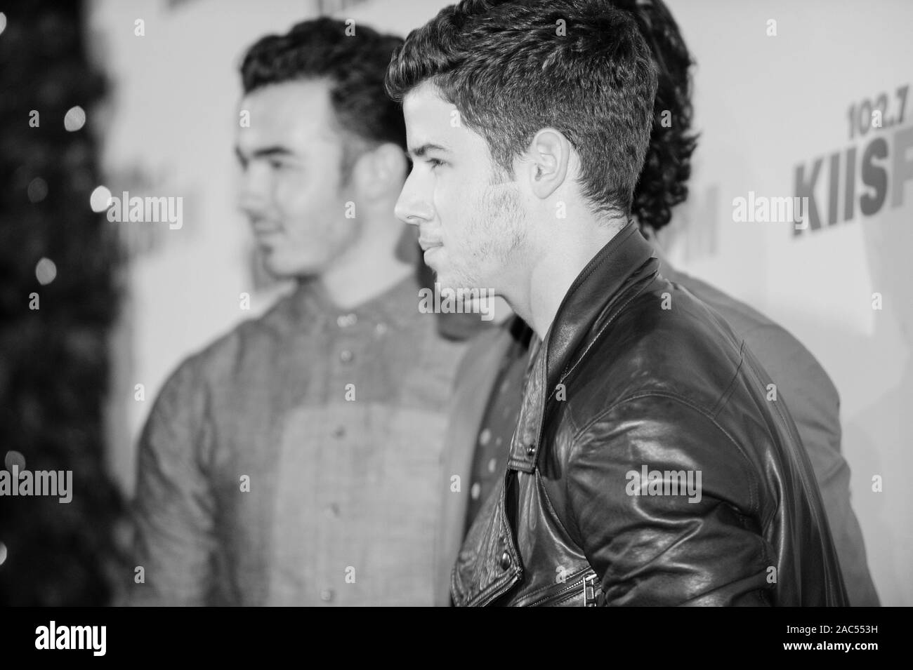 Nick and The Jonas Brothers attend KIIS FM's 2012 Jingle Ball at Nokia Theatre L.A. Live on December 1, 2012 in Los Angeles, California. Stock Photo