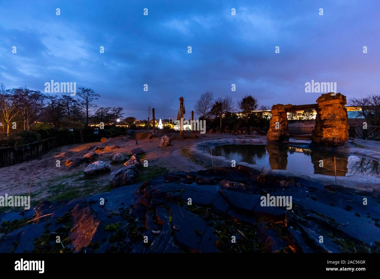 Night time at the Elephant enclosure, Chester Zoo in November, Chester