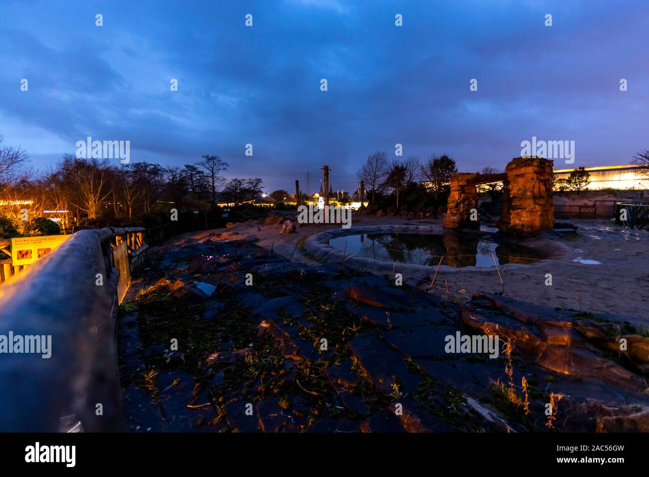 Night time at the Elephant enclosure, Chester Zoo in November, Chester
