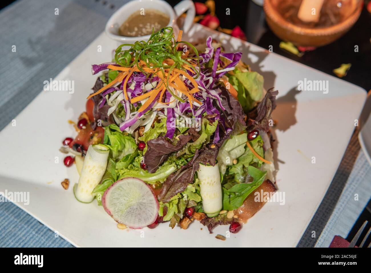 Mixed Green Salad with Dressing in Goa, India Stock Photo Alamy