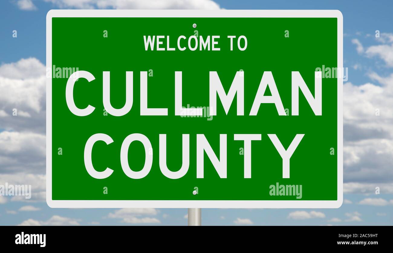 Rendering of a green 3d highway sign for Cullman County Stock Photo Alamy