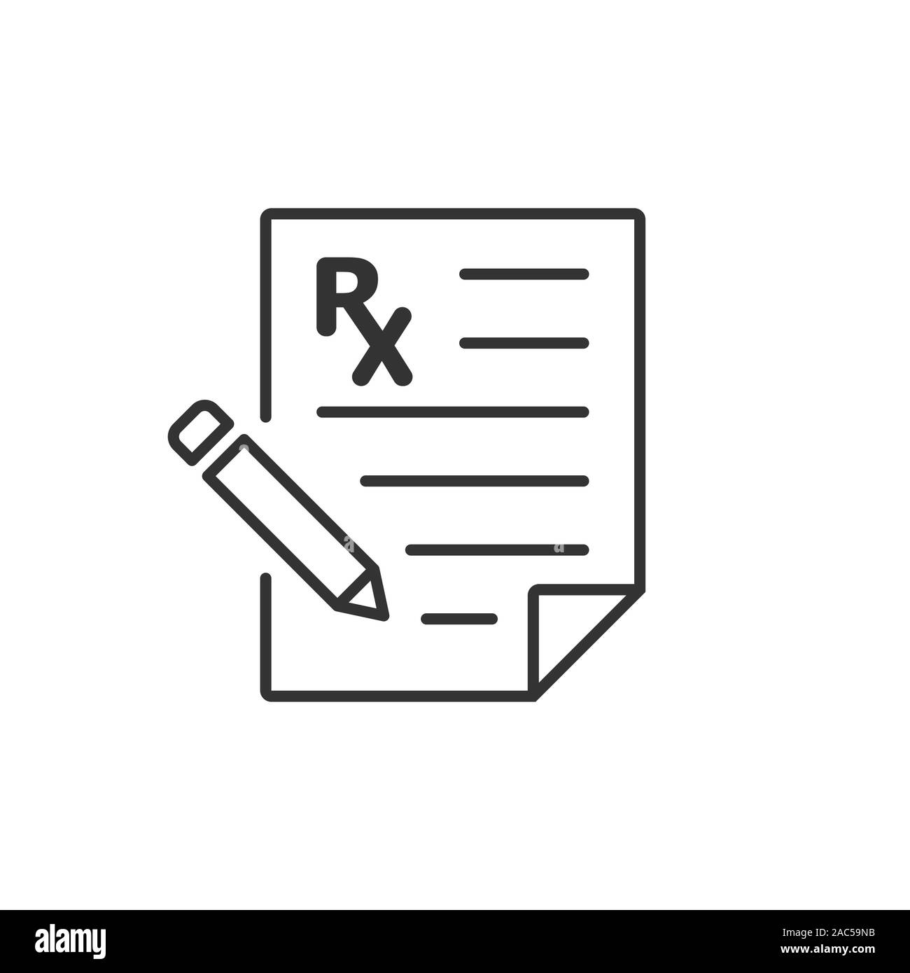 Prescription icon in flat style. Rx document vector illustration on white isolated background. Paper business concept. Stock Vector