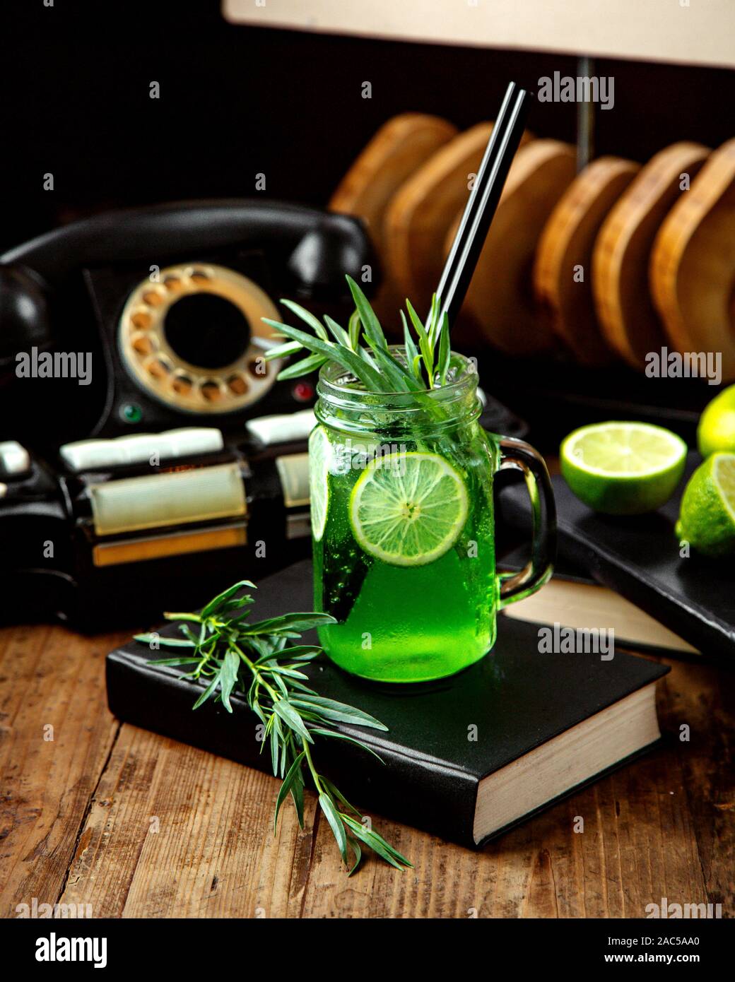 homemade ice tea with tarragon and lemon Stock Photo Alamy
