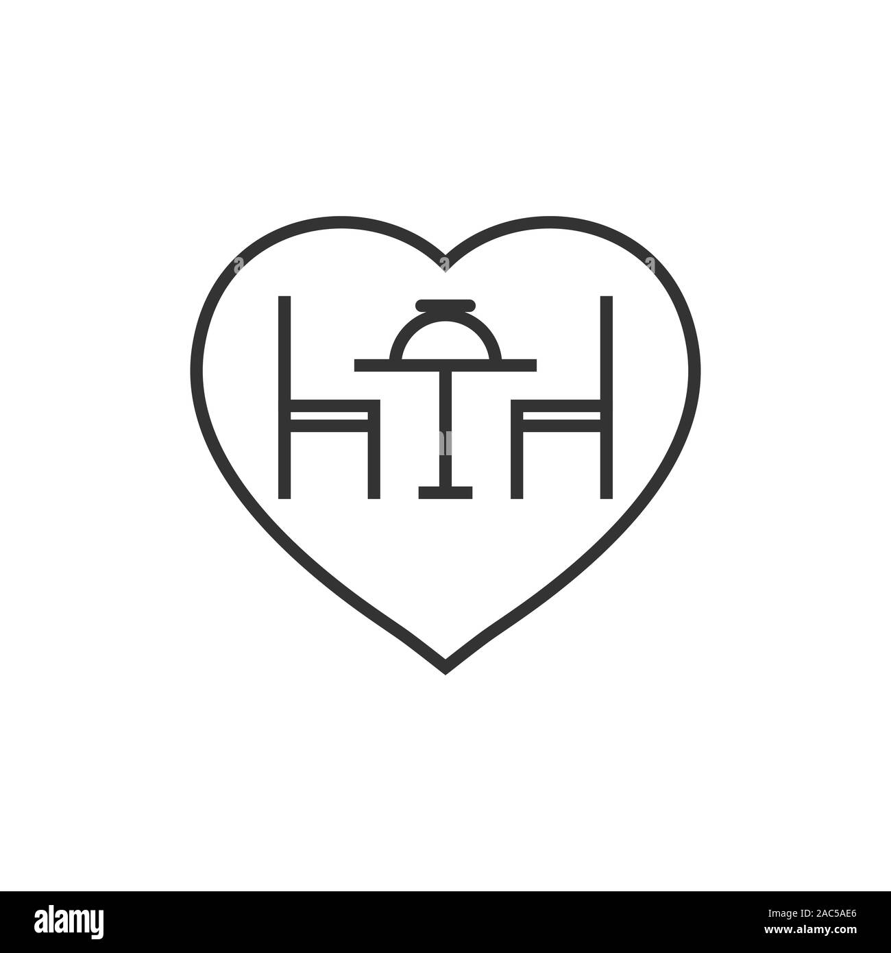Romantic dinner icon in flat style. Cafe vector illustration on white ...