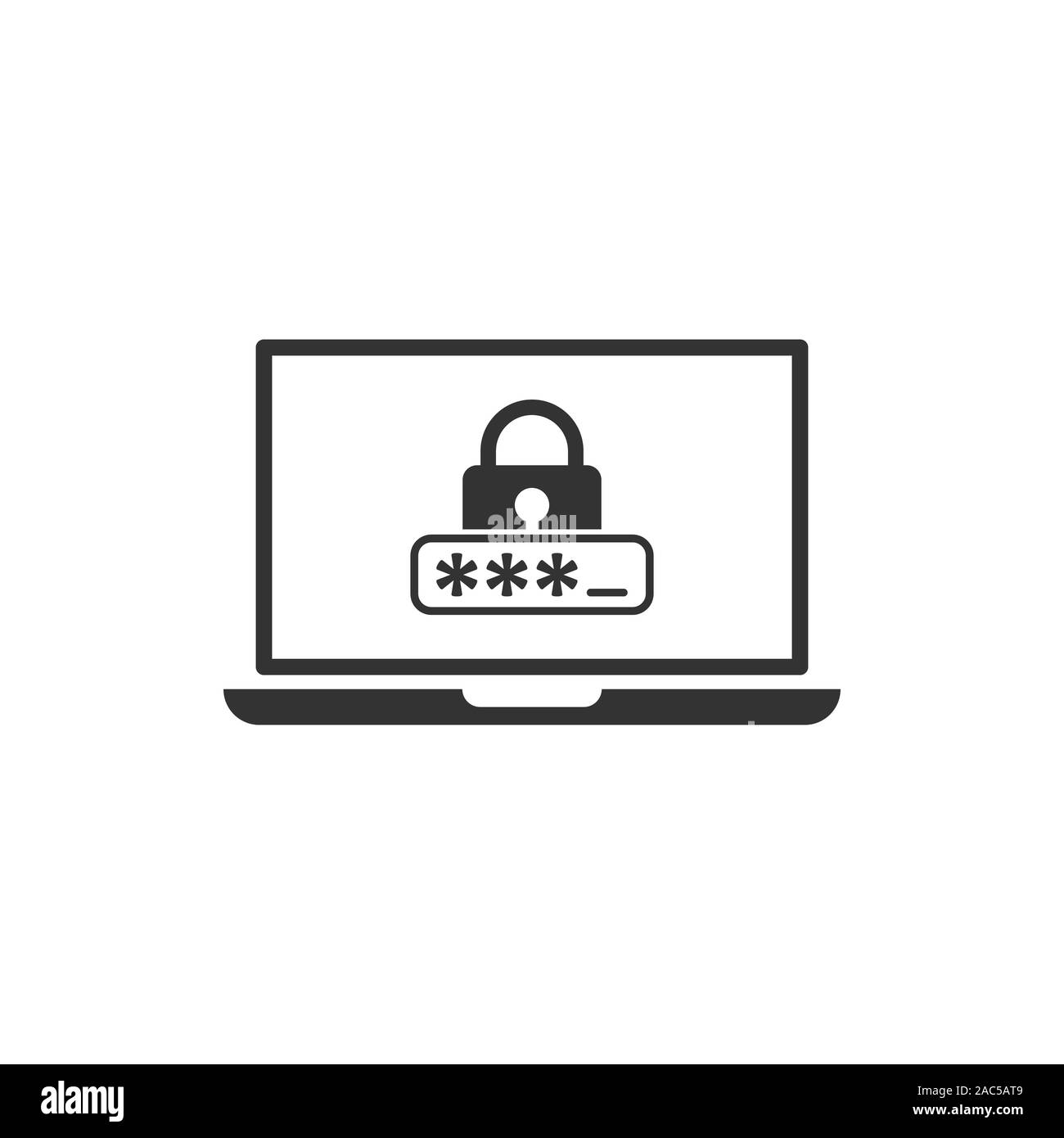 Laptop with password icon in flat style. Computer access vector ...