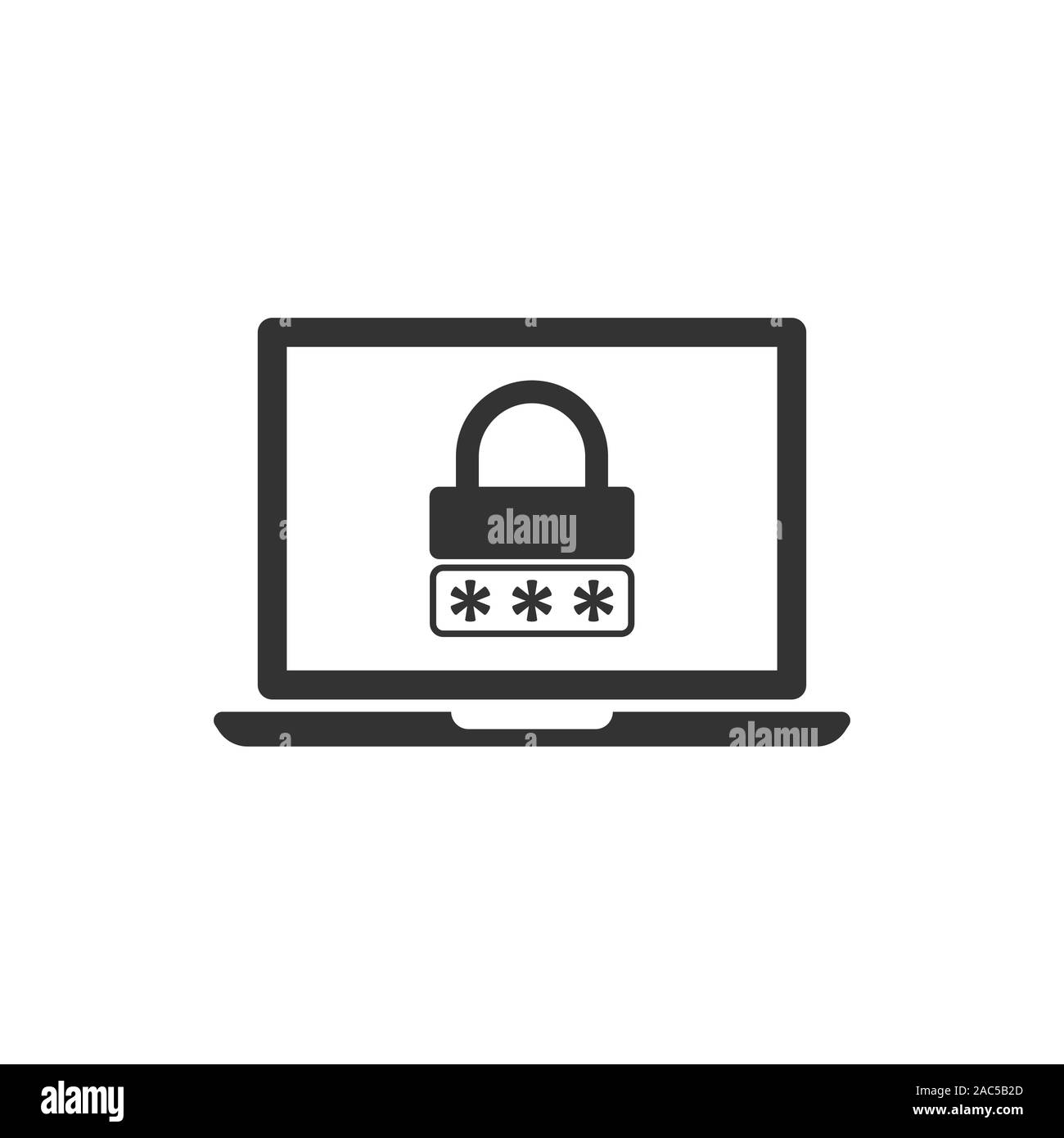 Laptop with password icon in flat style. Computer access vector ...