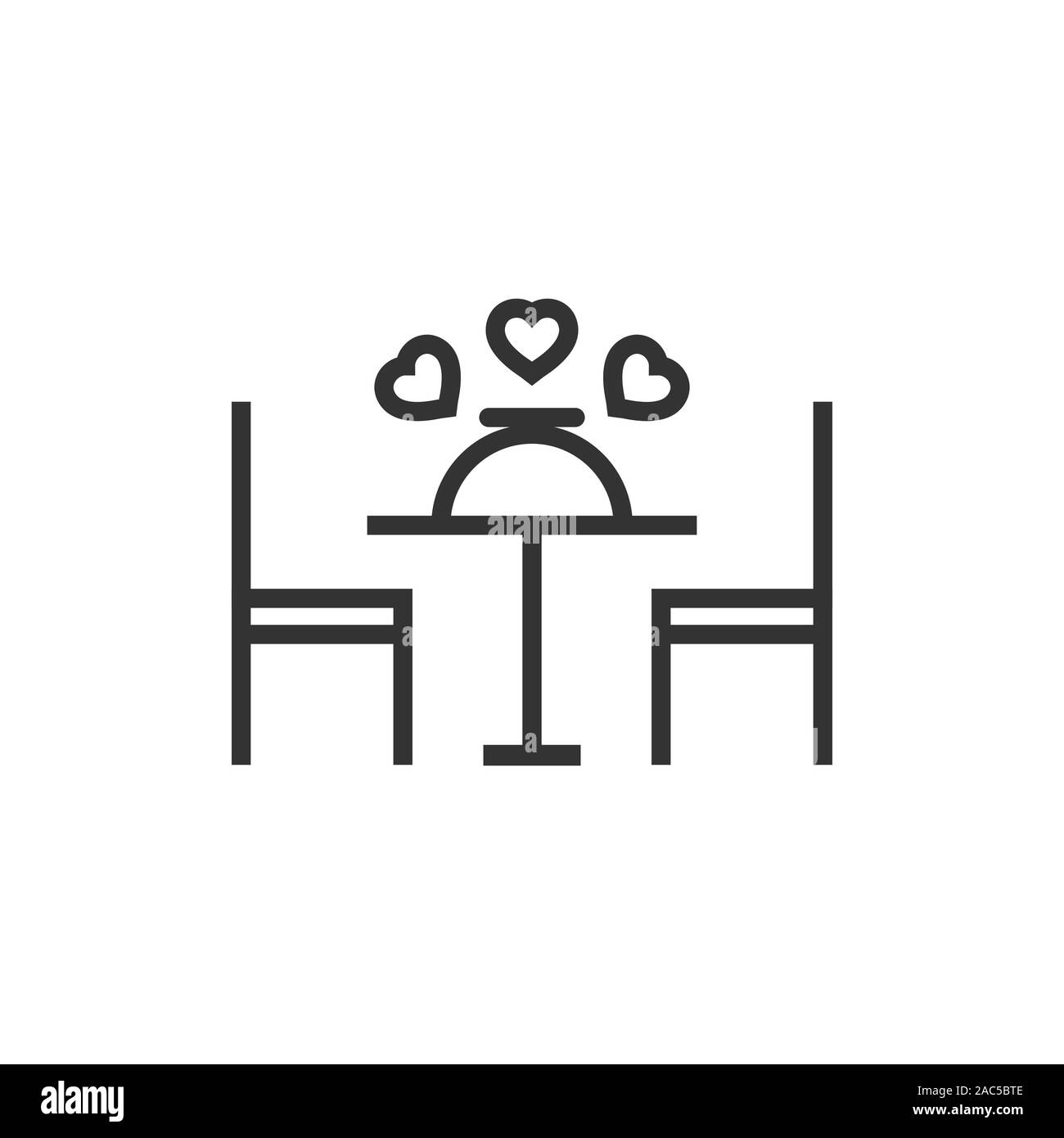 Romantic dinner icon in flat style. Cafe vector illustration on white ...