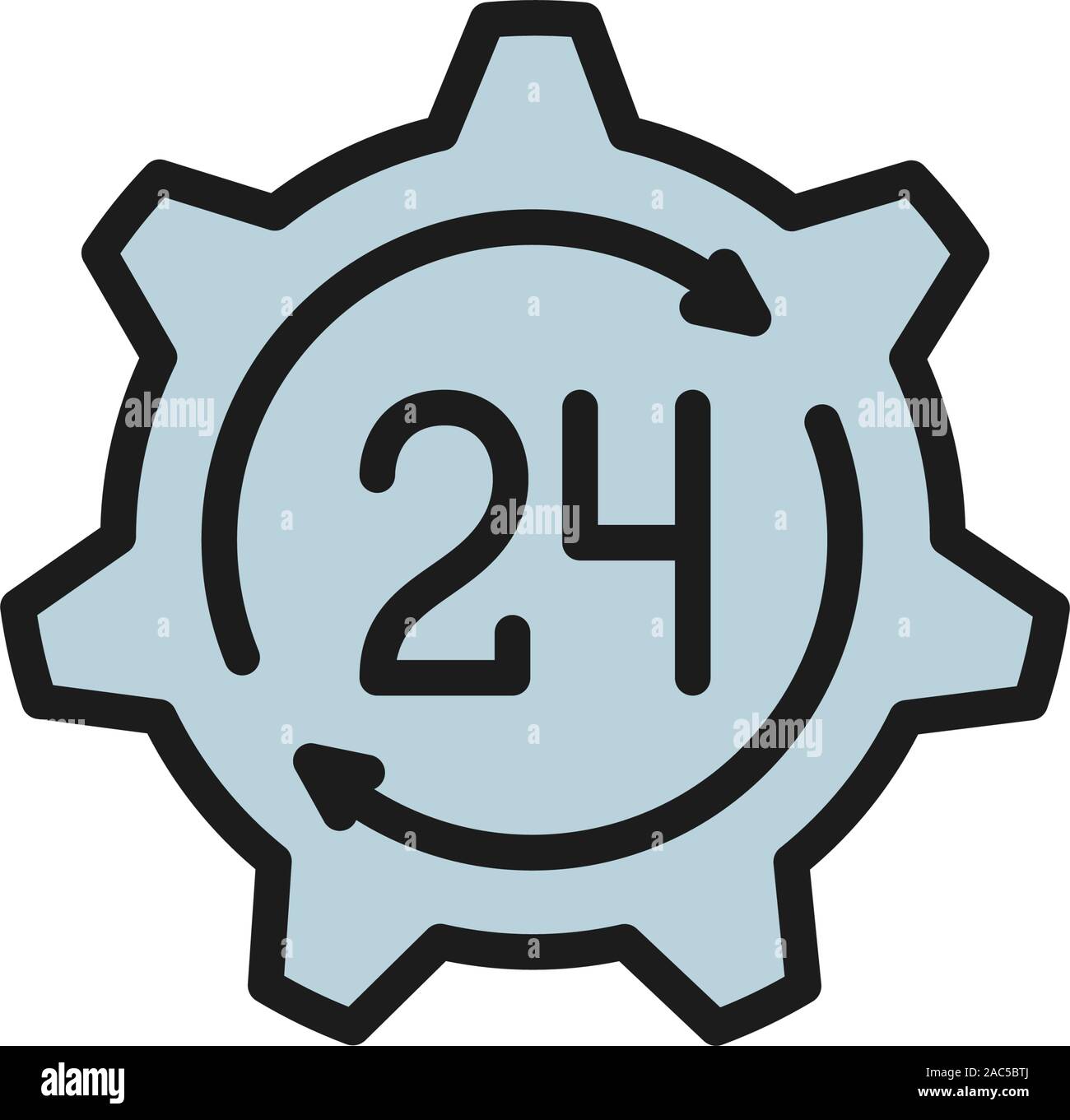 24 hours technical service, support time flat color icon. Stock Vector