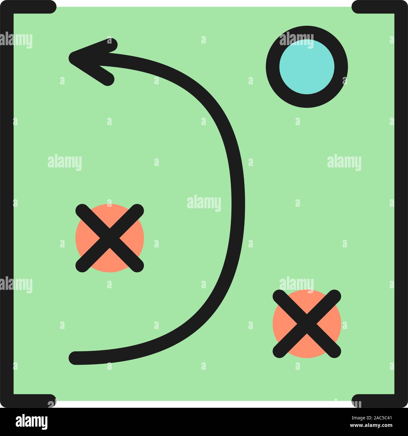 Vector game tactics scheme flat color icon. Stock Vector