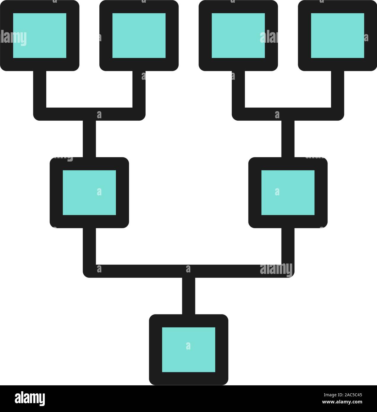 Hierarchical chart, player layout flat color icon. Stock Vector