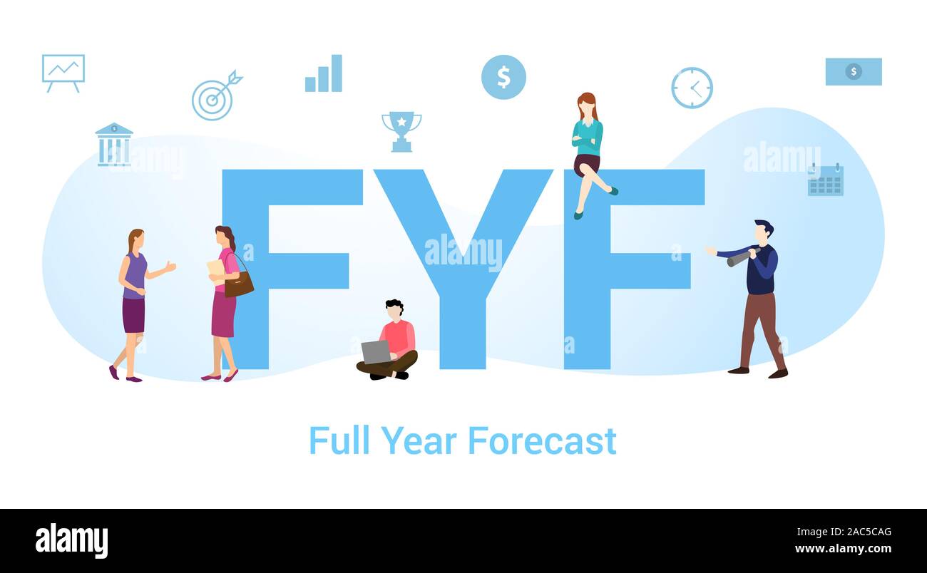 fyf full year forecast concept with big word or text and team people