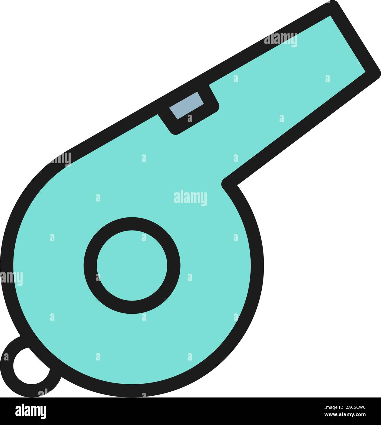 Vector whistle flat color icon. Isolated on white background Stock Vector
