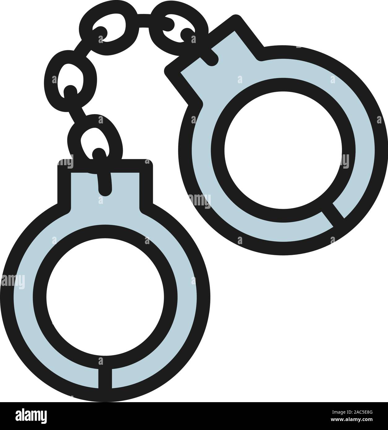 Vector handcuffs flat color icon. Isolated on white background Stock Vector