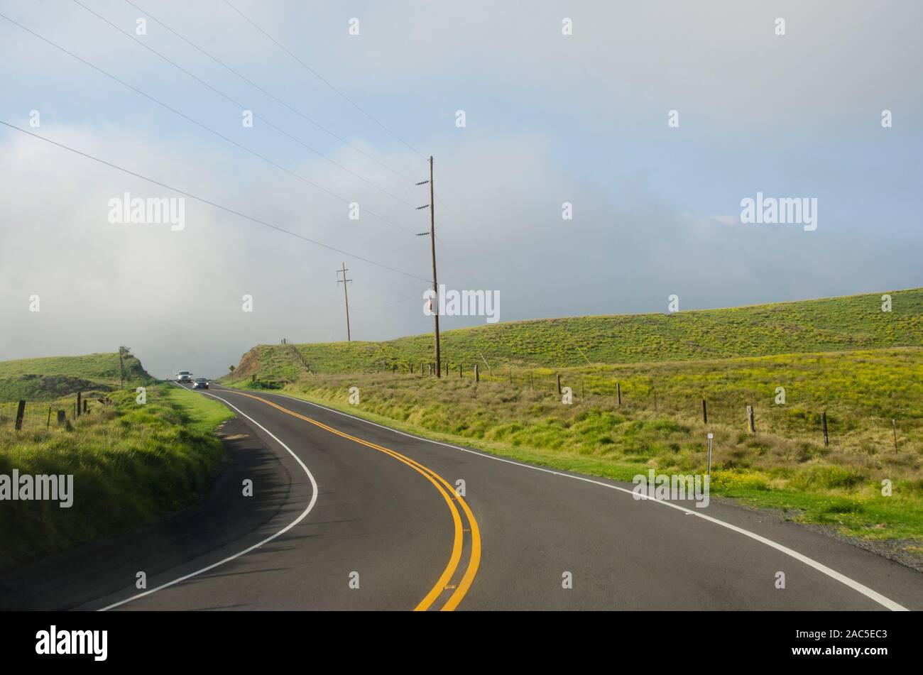 Winding Saddle Road on the Big Island. Stock Photo