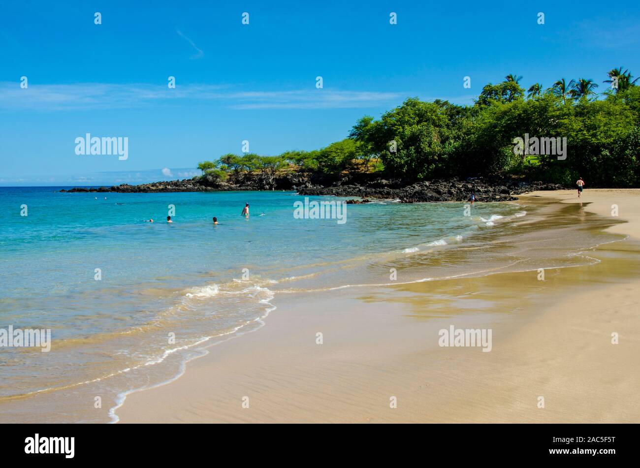 Hapuna Beach, along the Big Island of Hawai'i's Kohala Coast. This white sand beach has been rated one of the best beaches in the world time and time Stock Photo