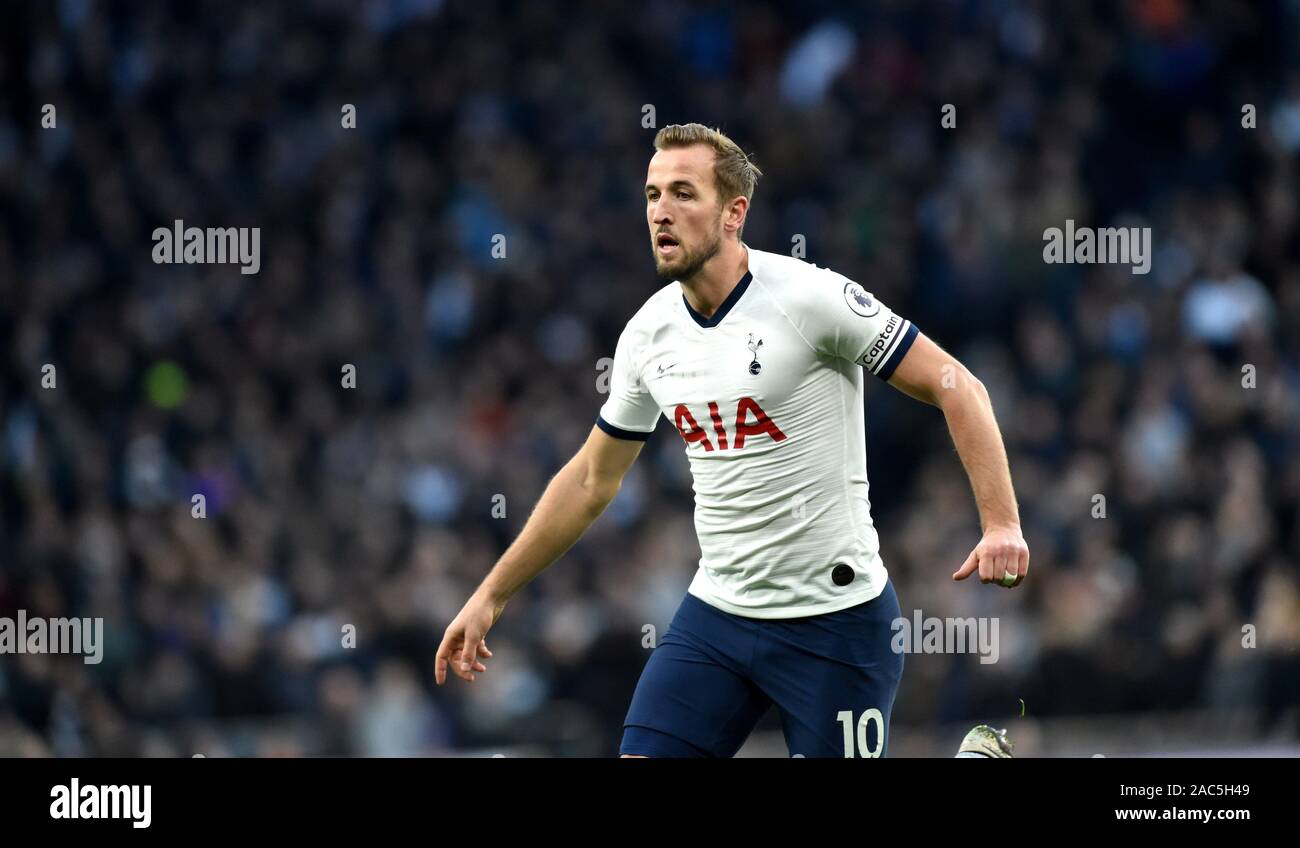Harry Kane of Spurs during the Premier League match between Tottenham Hotspur and AFC Bournemouth at the Tottenham Hotspur Stadium London, UK - 30th November 2019 Editorial use only. No merchandising. For Football images FA and Premier League restrictions apply inc. no internet/mobile usage without FAPL license - for details contact Football Dataco Stock Photo