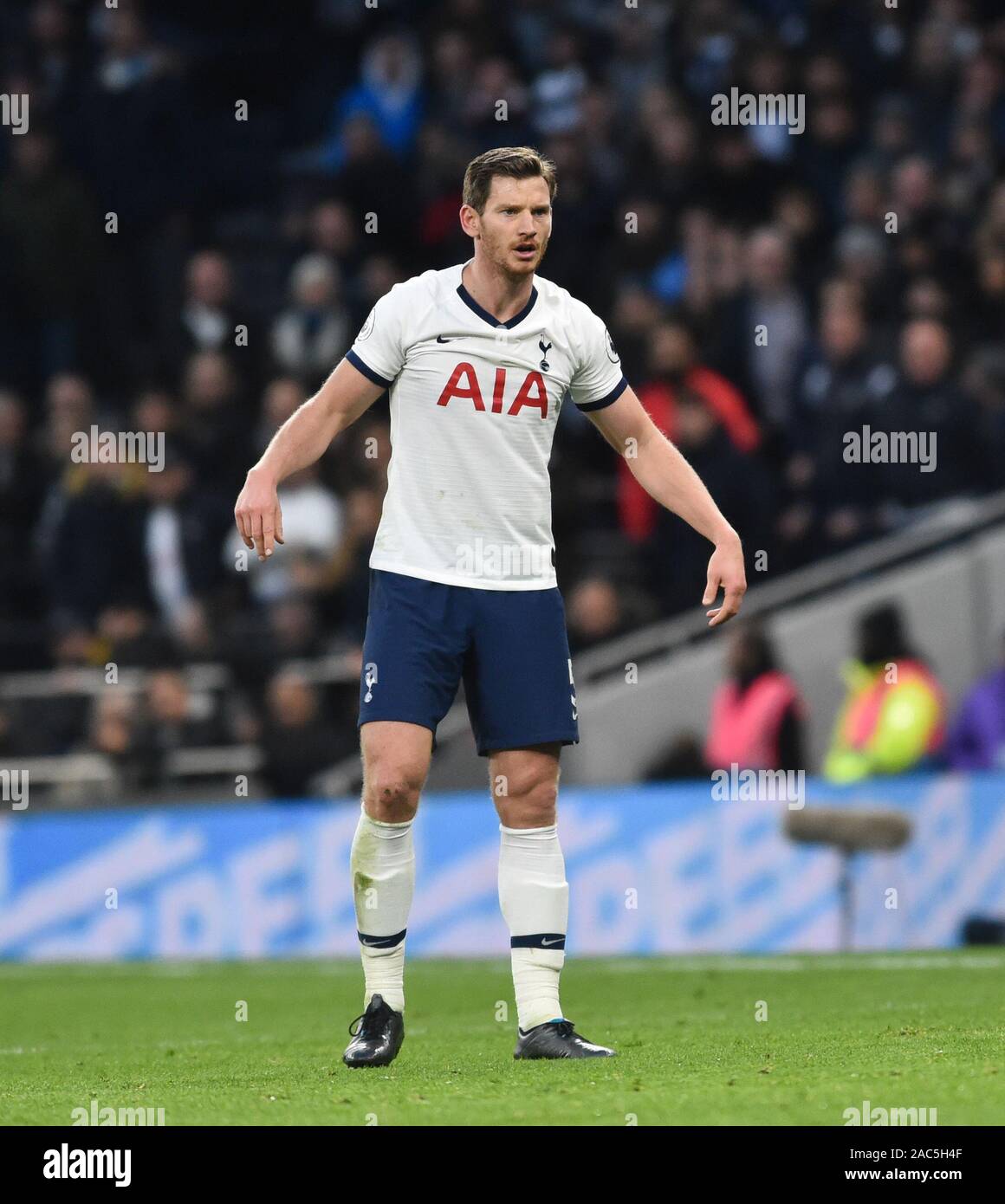 Jan Vertonghen of Spurs during the Premier League match between Tottenham Hotspur and AFC Bournemouth at the Tottenham Hotspur Stadium London, UK - 30th November 2019 Photo Simon Dack / Telephoto Images.  Editorial use only. No merchandising. For Football images FA and Premier League restrictions apply inc. no internet/mobile usage without FAPL license - for details contact Football Dataco Stock Photo