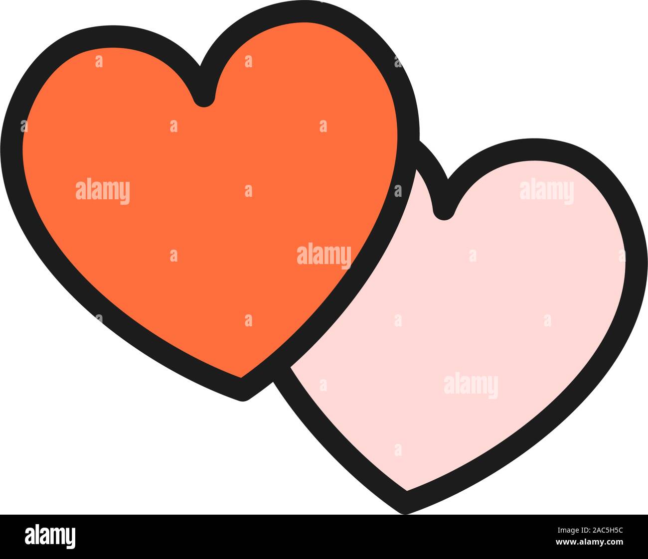 Two hearts flat color icon. Isolated on white background Stock Vector