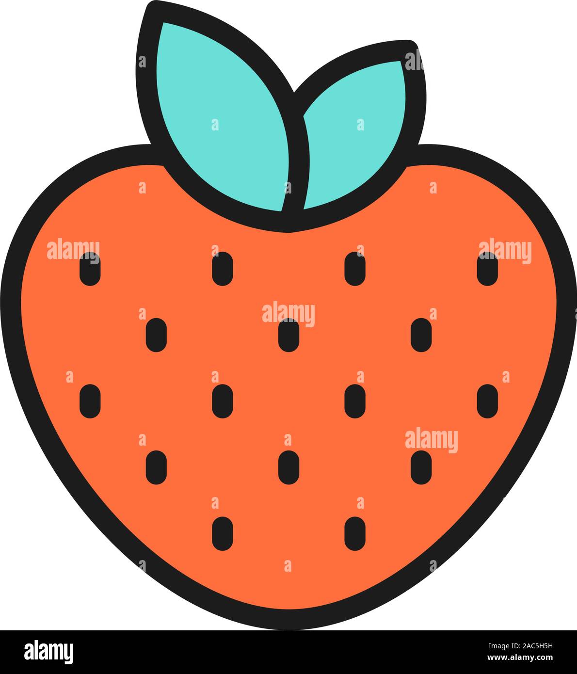 Vector strawberry flat color icon. Isolated on white background Stock Vector