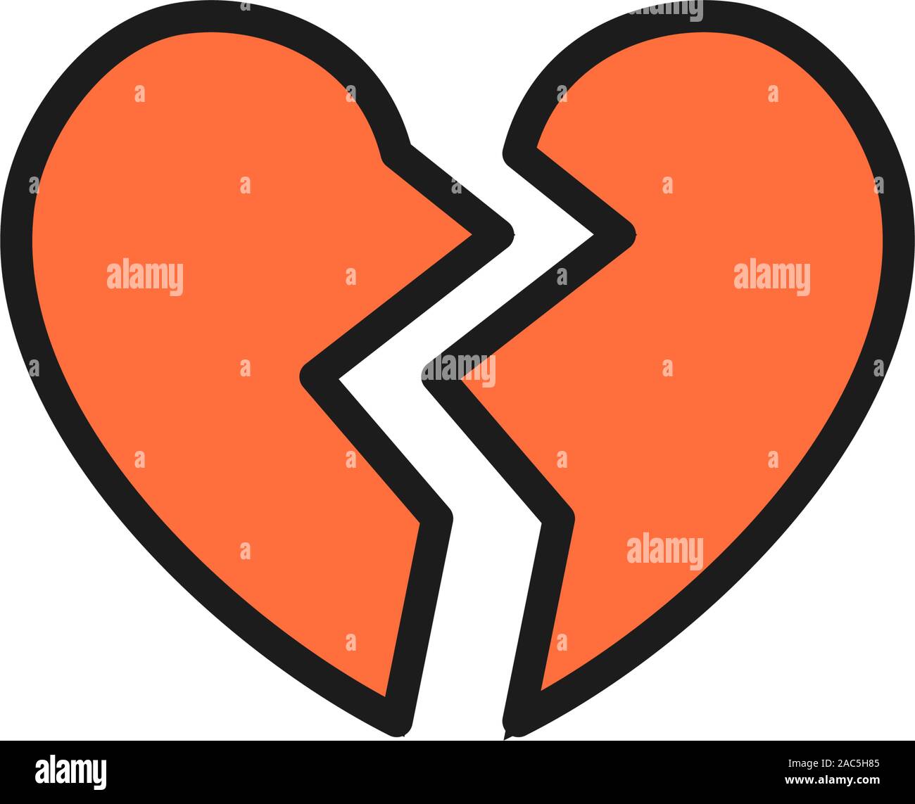 Broken heart, valentine day flat color icon. Stock Vector