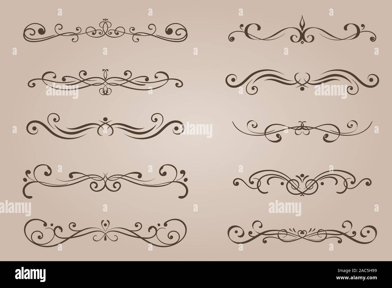 Decorative ornaments. Vintage ink elements on beige background Stock Vector