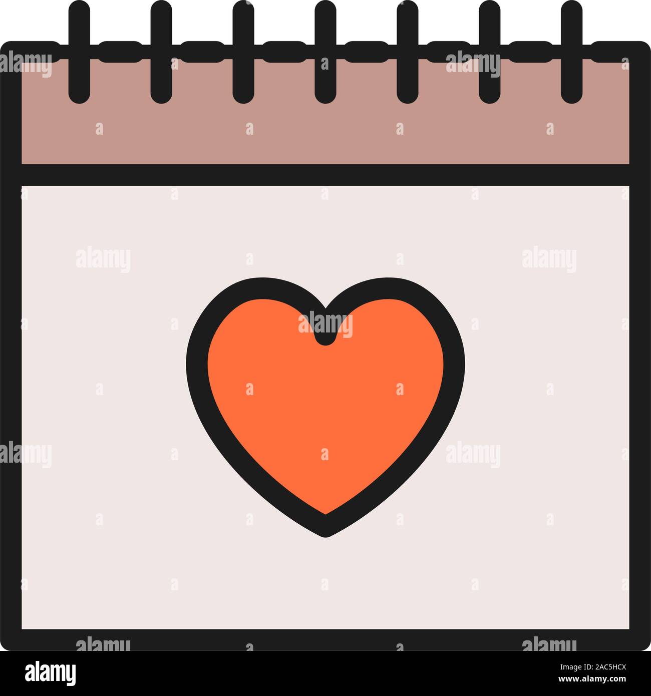 Vector calendar, valentines day flat color icon Stock Vector Image ...