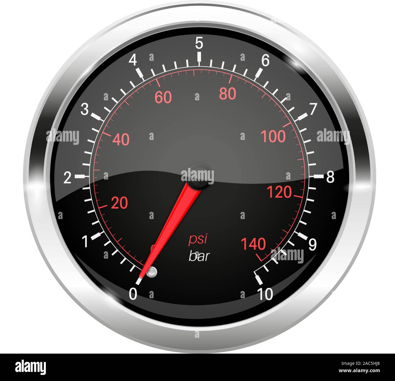 Black manometer with chrome frame Stock Vector
