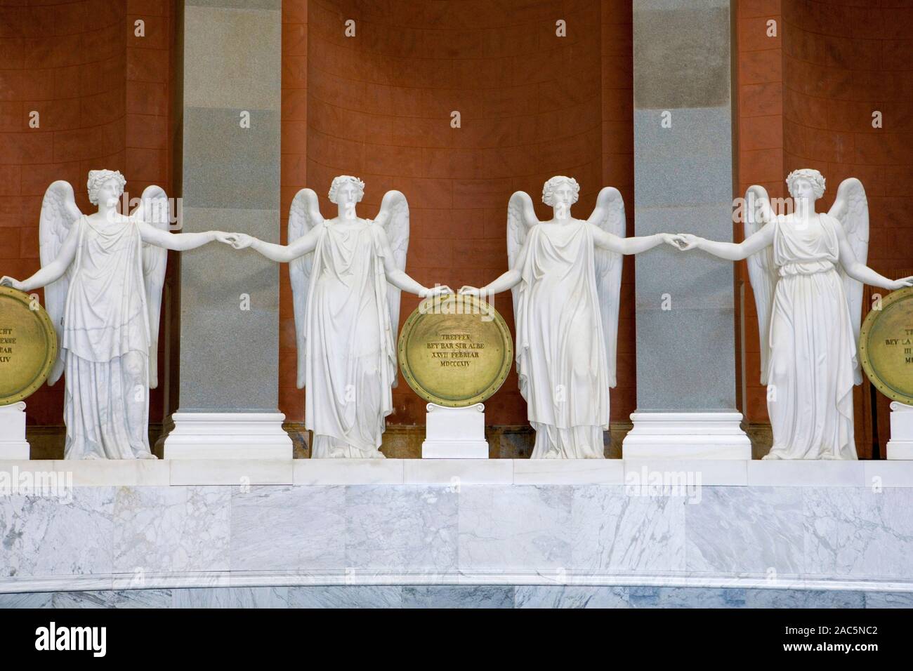 Victory goddesses by Ludwig Schwanthaler, Befreiungshalle Hall of Liberation at Kelheim, Lower Bavaria, Bavaria, Germany, Europe, 31. July 2008 Stock Photo