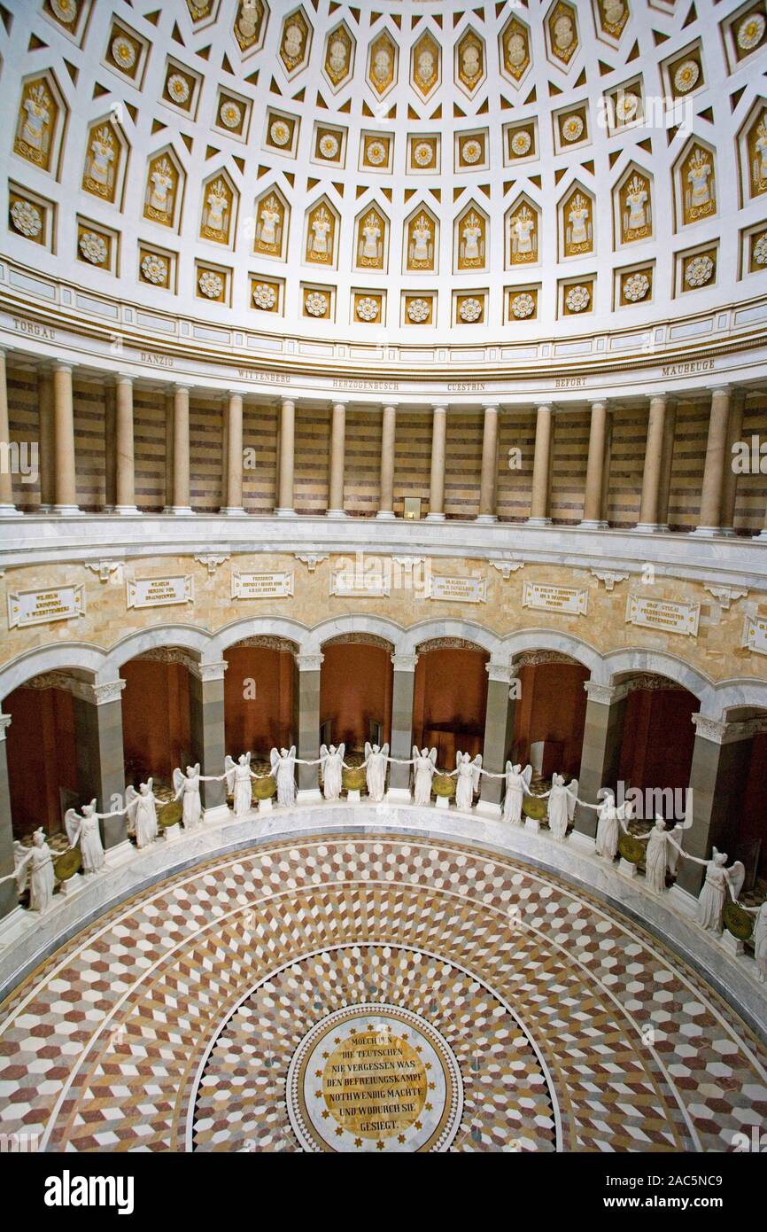 Interior view of Befreiungshalle, Liberation Hall, with marble statues of the goddesses of victory, Michelsberg, Kelheim, Upper Bavaria, Bavaria, Germ Stock Photo