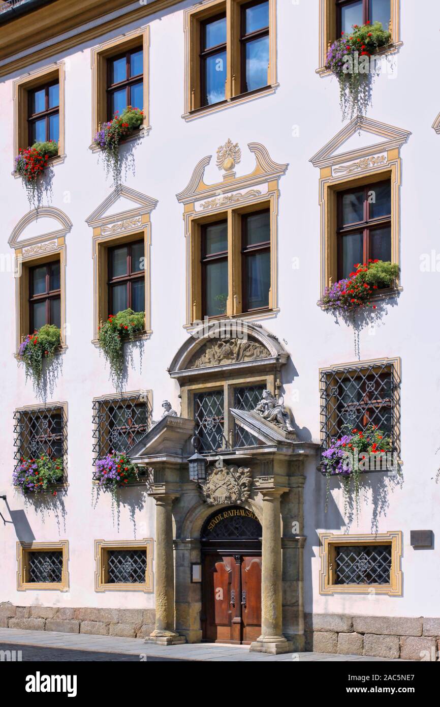 Town Hall in Regensburg, Upper Palatinate, Bavaria, Germany, Europe, 15. August 2009 Stock Photo