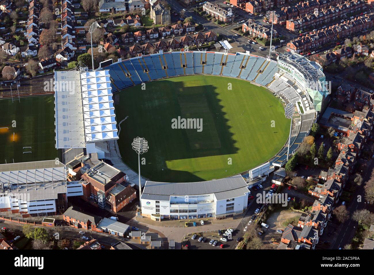 aerial view of Headingley cricket & rugby grounds, Leeds, West Yorkshire, UK Stock Photo