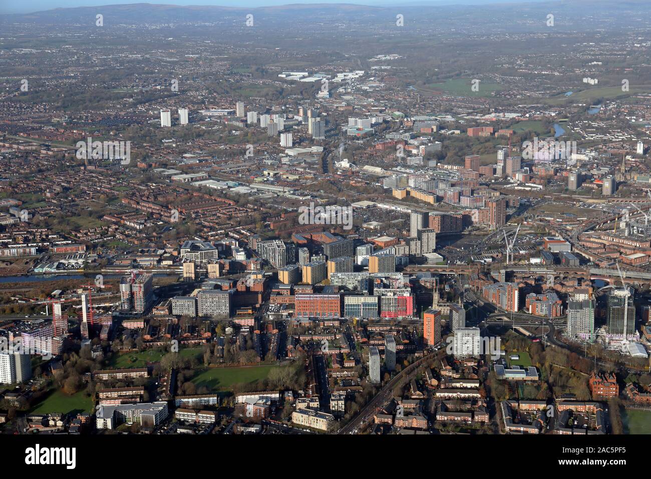 aerial view of Salford city, near Manchester Stock Photo