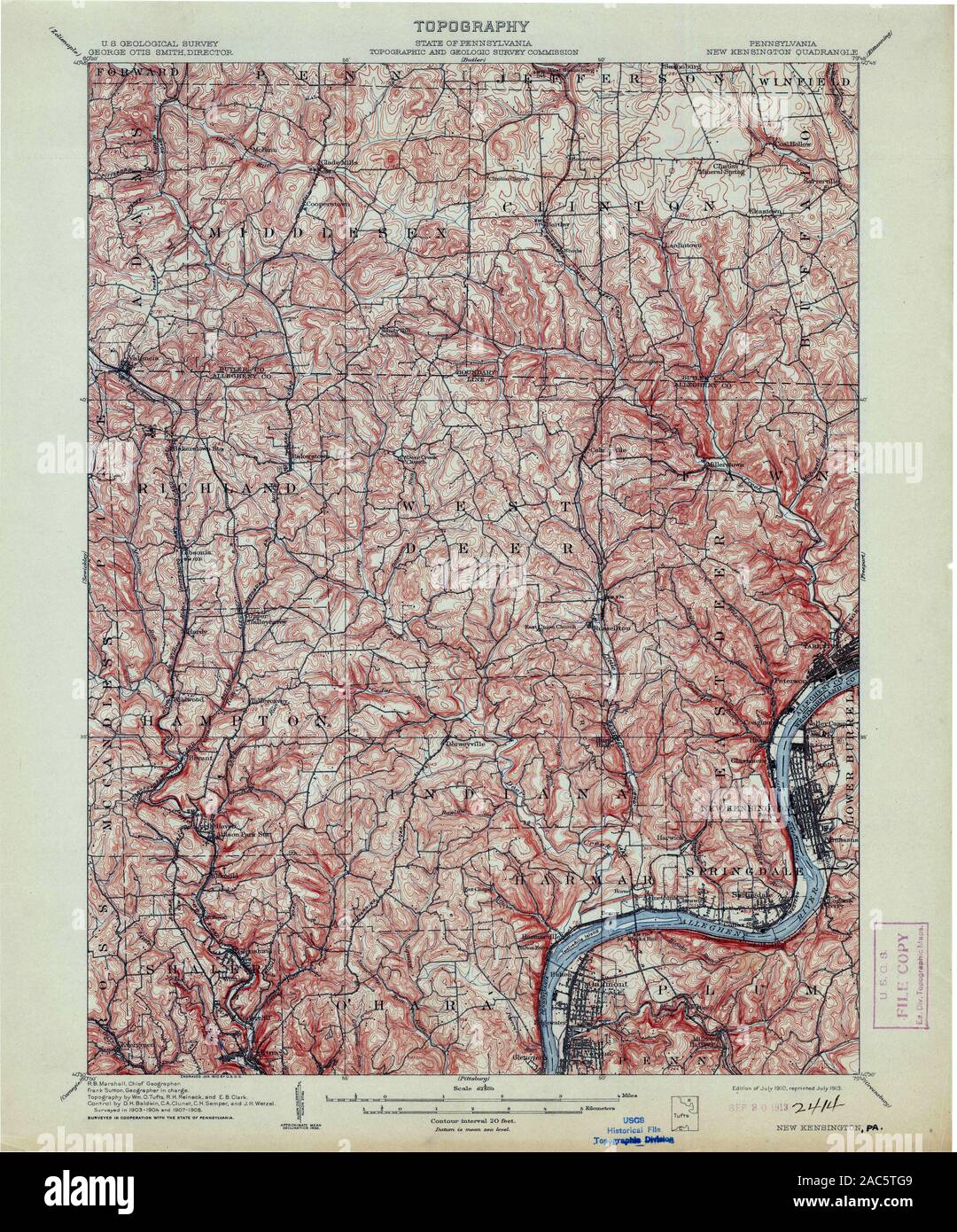 Usgs Topo Map Pennsylvania Pa New Kensington 169888 1910 62500 Restoration 2AC5TG9 