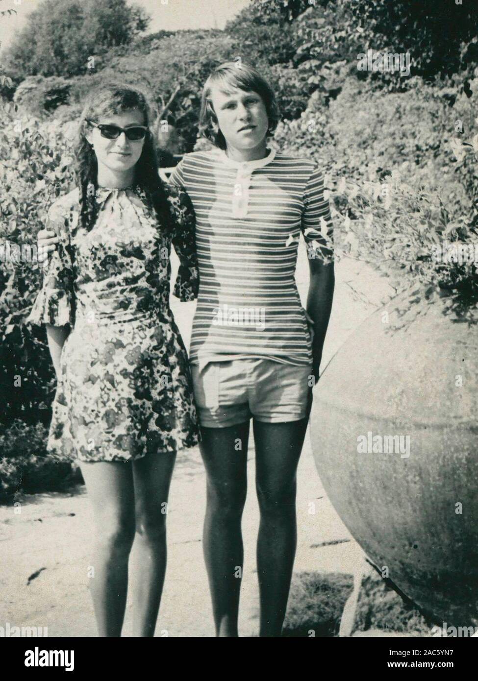 Poland, circa 1973:15 years old teenage couple in Bulgaria, circa 1973 Stock Photo